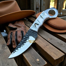 Load image into Gallery viewer, Handmade Cowboy Knife | Forged D2 Steel Blade with Resin Handle &amp; Pancake Sheath – Ranch &amp; Western Style