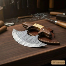 Load image into Gallery viewer, Custom Ulu Knife Damascus Steel Blade Efficient Kitchen Knife