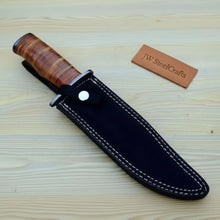 Load image into Gallery viewer, Custom Damascus Utility Bowie Knife Handmade