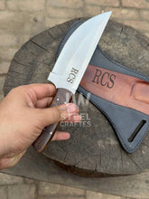 Load image into Gallery viewer, Custom Engraved Stainless Steel Outdoor Knife with Walnut Handle | JW SteelCrafts