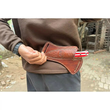 Load image into Gallery viewer, Custom Fixed Blade Knife – Drop Point Outdoor EDC with USA Flag Handle and Leather Sheath