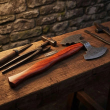 Load image into Gallery viewer, Handmade Viking Camp Axe, Broad Crescent Pattern-Welded Blade