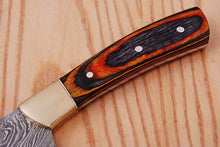 Load image into Gallery viewer, CUSTOM HAND FORGED DAMASCUS STEEL CHEF KNIFE WOOD AND BRASS HAndle