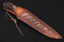 Load image into Gallery viewer, Custom Handmade Damascus Steel Boning Knife With Colour Bone Handle  with Leather Sheath DK-0045