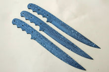 Load image into Gallery viewer, Custom Handmade Damascus Steel Fillet Knife Blank Blades Set of 3 – Full Tang Twist Pattern Flexible Fillet Knife Blanks for Custom Handle Making JW SteelCrafts