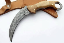 Load image into Gallery viewer, Custom Handmade Damascus Steel  Full Tang Karambit Knife