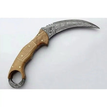 Load image into Gallery viewer, Custom Handmade Damascus Steel  Full Tang Karambit Knife