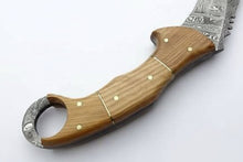 Load image into Gallery viewer, Custom Handmade Damascus Steel  Full Tang Karambit Knife