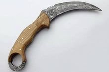 Load image into Gallery viewer, Custom Handmade Damascus Steel  Full Tang Karambit Knife