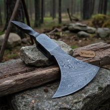 Load image into Gallery viewer, Custom Handmade Damascus Steel Tomhawk  Viking Axe Head 10" long
