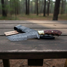 Load image into Gallery viewer, Custom Handmade Damascus Steel Tracker Knife / Hunting Knife DK-0129