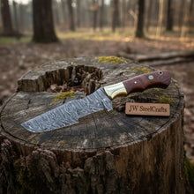 Load image into Gallery viewer, Custom Handmade Damascus Steel Tracker Knife / Hunting Knife DK-0129