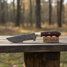 Load image into Gallery viewer, Custom Handmade Damascus Steel Tracker Knife / Hunting Knife DK-0129