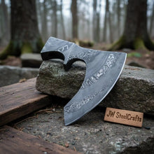 Load image into Gallery viewer, Custom Handmade Damascus Steel Viking Axe Head / Pagan Axe Head/ Chopping Axe / Edge Sharp