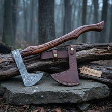 Load image into Gallery viewer, Custom Handmade Damascus steel Viking axe With Pure Leather sheath
