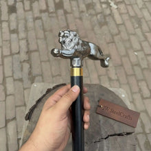 Load image into Gallery viewer, Royal Lion Walking Cane Replica with Decorative Metal Handle for Historical Collection, Costume Events, and Display