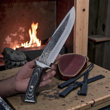 Load image into Gallery viewer, D2 Steel Bowie Knife G10 Handle Leather Sheath