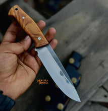 Load image into Gallery viewer, D2 Bushcraft Hunting Knife Walnut Handle