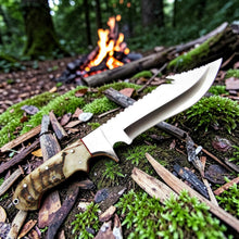Load image into Gallery viewer, D2 Gut Hook Hunting Knife Ram Horn Handle