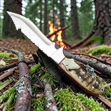 Load image into Gallery viewer, D2 Gut Hook Hunting Knife Ram Horn Handle