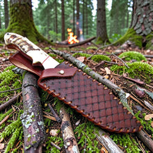 Load image into Gallery viewer, D2 Gut Hook Hunting Knife Ram Horn Handle