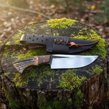 Load image into Gallery viewer, D2 Hunting Knife Antler Handle Rosewood Full Tang
