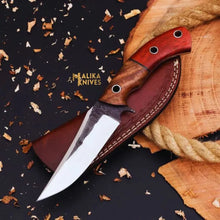 Load image into Gallery viewer, D2 Hunting Knife with Rose Pakka Wood Handle