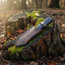 Load image into Gallery viewer, D2 Hunting Knife with Teeth Blade Micarta Handle