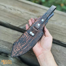 Load image into Gallery viewer, D2 Hunting Knife with Teeth Blade Micarta Handle