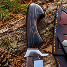Load image into Gallery viewer, Custom D2 Steel Hunting Knife with Exotic Wood Handle and Leather Sheath