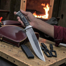 Load image into Gallery viewer, D2 Steel Bowie Knife G10 Handle Leather Sheath