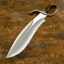 Load image into Gallery viewer, Handmade D2 Steel Sasquatch Bowie Knife with Ram Horn Handle &amp; Sheath | WOODSMAN FORGE