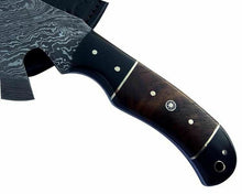 Load image into Gallery viewer, Damascus Bearded Hatchet with Contoured Full Tang Handle