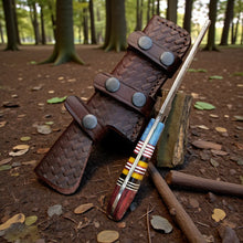 Load image into Gallery viewer, Damascus Bull Cutter Knife Cowboy Fixed Blade