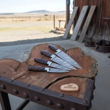 Load image into Gallery viewer, Handmade Damascus Kitchen Knife Set with Walnut Wood Handle - Professional Chef's Knives