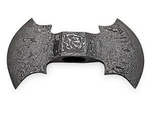Load image into Gallery viewer, Damascus Double-Bit Axe Head – Fantasy Crescent Pattern