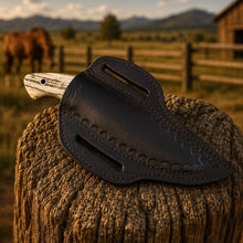Load image into Gallery viewer, Damascus EDC Cowboy Knife Ashwood Handle
