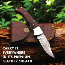 Load image into Gallery viewer, Damascus Folding Knife | Rosewood Handle Lockback | Pocket EDC Knife