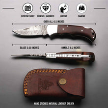 Load image into Gallery viewer, Damascus Folding Knife | Rosewood Handle Lockback | Pocket EDC Knife