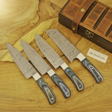 Load image into Gallery viewer, 5-Piece Damascus Japanese-Style Knife Set — Chef, Santoku, Utility, Nakiri, Paring Blades