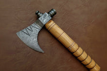 Load image into Gallery viewer, Damascus Pipe Axe 19 Inch Ash Wood Handle | Hand Forged Tomahawk Smoking Axe | JW SteelCrafts