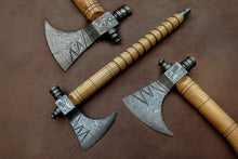 Load image into Gallery viewer, Damascus Pipe Axe 19 Inch Ash Wood Handle | Hand Forged Tomahawk Smoking Axe | JW SteelCrafts