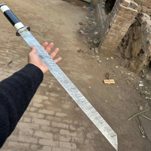 Load image into Gallery viewer, Handmade Damascus Seax Sword 15-Inch Blade, Viking &amp; Anglo-Saxon Replica