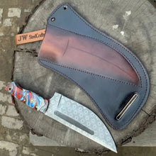 Load image into Gallery viewer, Serbian Utility Knife 9” – Etched Blade with Resin Handle &amp; Pancake Leather Sheath
