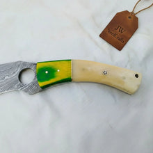 Load image into Gallery viewer, Damascus Hunting Knife 8.5” Fixed Blade