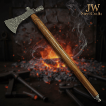 Load image into Gallery viewer, Damascus Smoking Axe Straight Handle 19 Inch
