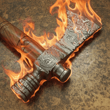Load image into Gallery viewer, Damascus Smoking Axe Straight Handle 19 Inch