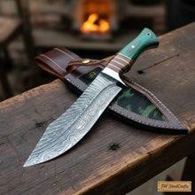 Load image into Gallery viewer, Hunting Knife Damascus Steel 7 Inch Blade Full Tang Camping Knife