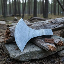 Load image into Gallery viewer, Damascus Steel Bearded Axe Head Blank – Hand Forged Viking Axe Head for Custom Handle Making | JW SteelCrafts