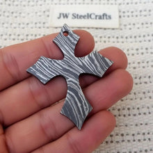 Load image into Gallery viewer, Damascus Gothic Cross Pendant with Flared Pattée Arms